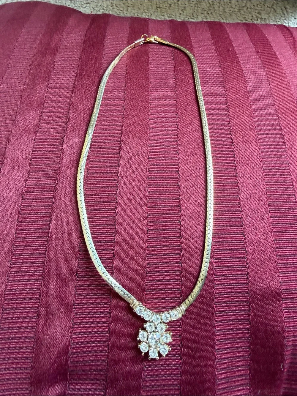 Vintage Gold and White Crystal Necklace & Earrings Set